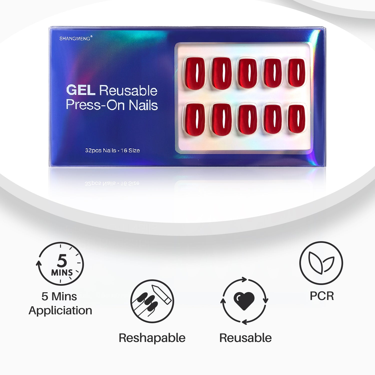 Ruby Love Red Cat Eye Square Nails