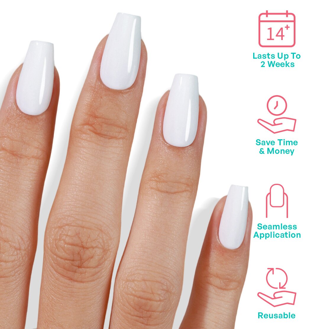 Classy White Coffin Press on Nails