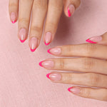 Muse Flame Pink Gold-Edge French — Short Almond on hand view | SHANGMENG®
