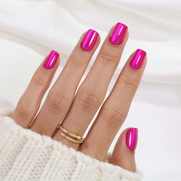 Cat Eye Hot Pink Soft Gel Square Nails foto do produto | SHANGMENG®