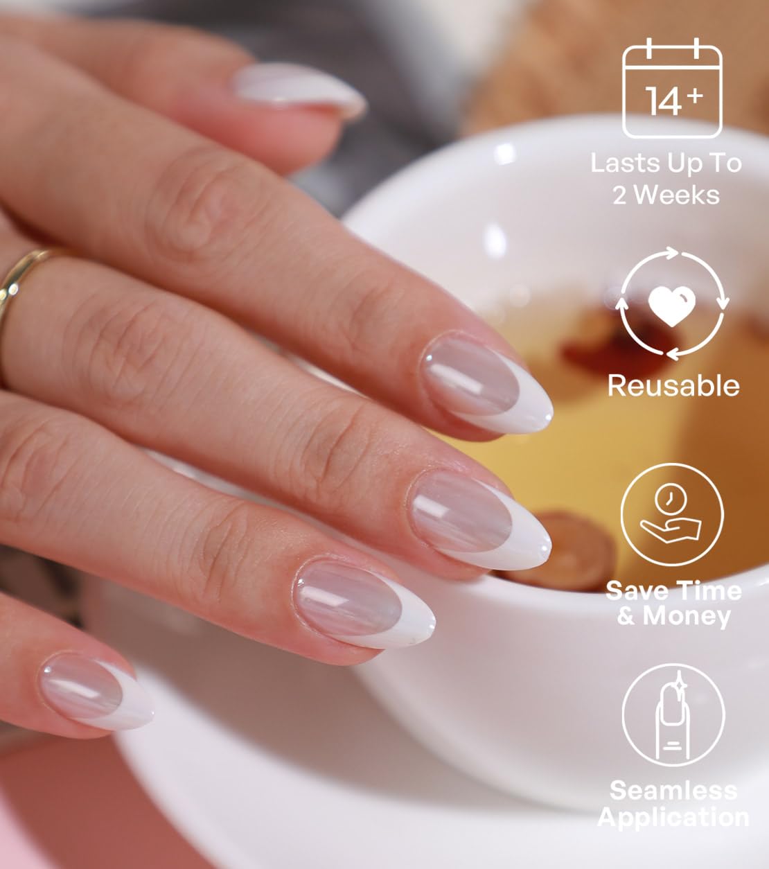 Glazed White French Tip Press On Nails