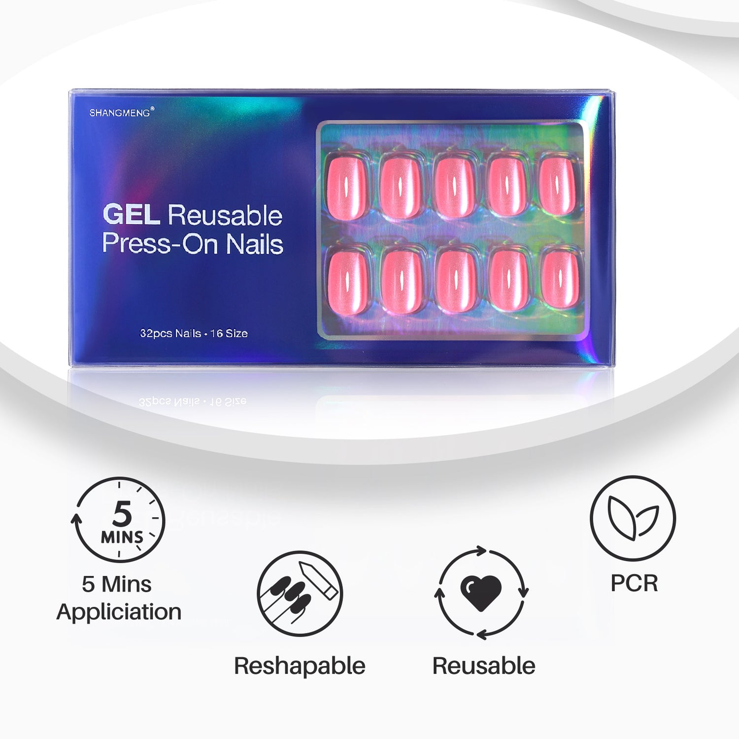 Cat Eye Baby Pink Short Square Nails