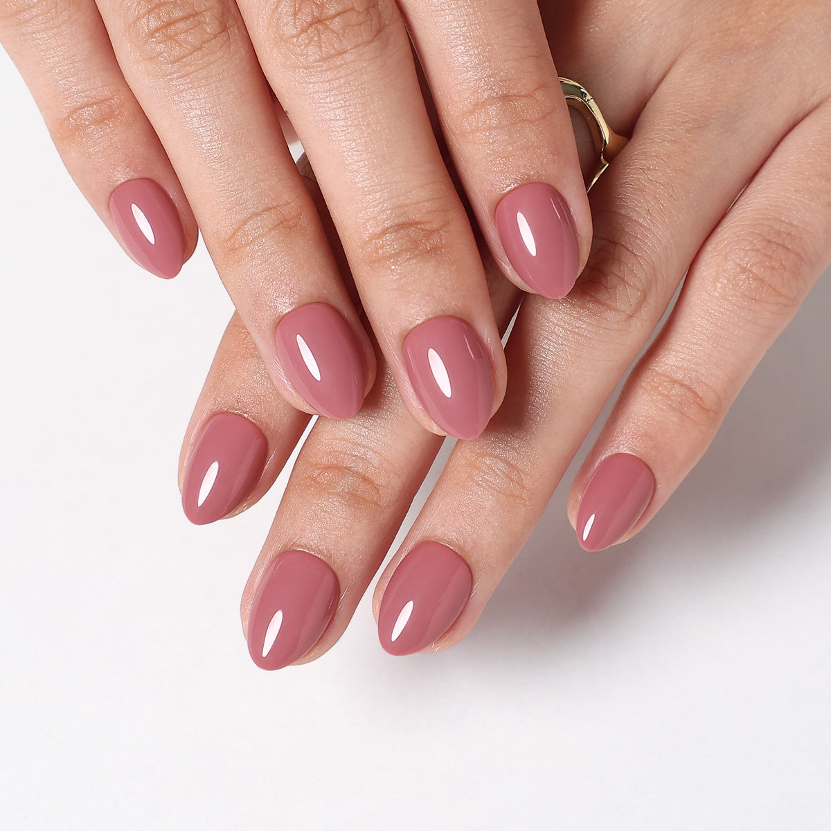 Mauve Haze Glossy Pink — Extra Short Almond craft detail view | SHANGMENG®