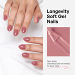 Mauve Haze Glossy Pink — Extra Short Almond hand model detail | SHANGMENG®