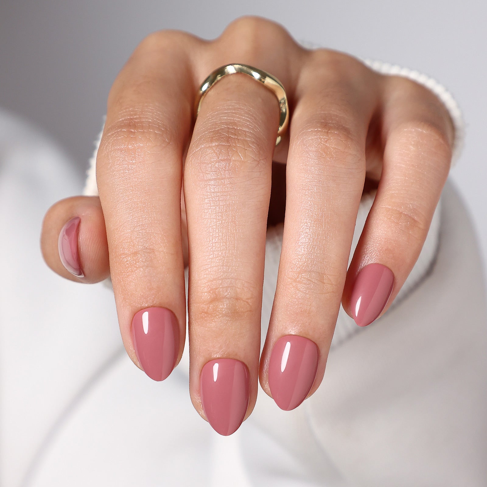 Mauve Haze Glossy Pink Extra Short Almond Press-On Nails