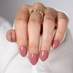 Mauve Haze Glossy Pink — Extra Short Almond main hand model view | SHANGMENG®