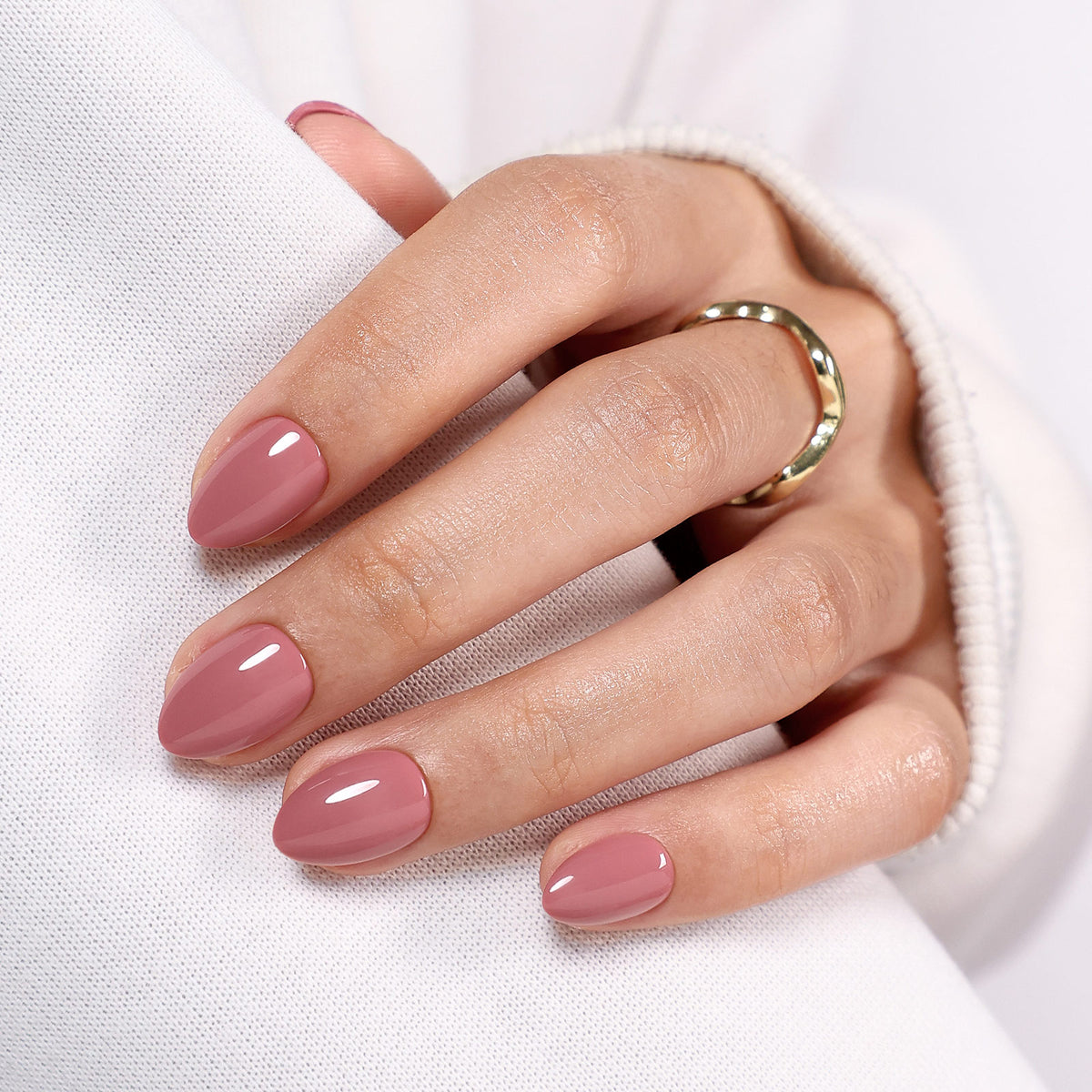 Mauve Haze Glossy Pink — Extra Short Almond lifestyle atmosphere view | SHANGMENG®