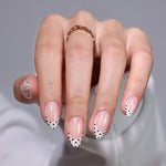 Glow French Tip Polka Dot Medium Almond Press on Nails product image 8 | SHANGMENG®