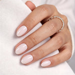 Milk Glass Milky White — Extra Short Almond front hand detail of the milky white extra short almond manicure | SHANGMENG®