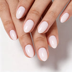Milk Glass Milky White — Extra Short Almond closeup detail | SHANGMENG®