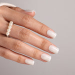 Cloud Veil Milky White Gloss — Short Square side hand view showing short square length | SHANGMENG®