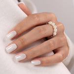 Cloud Veil Milky White Gloss — Short Square top-down hand view of the glossy short square set | SHANGMENG®