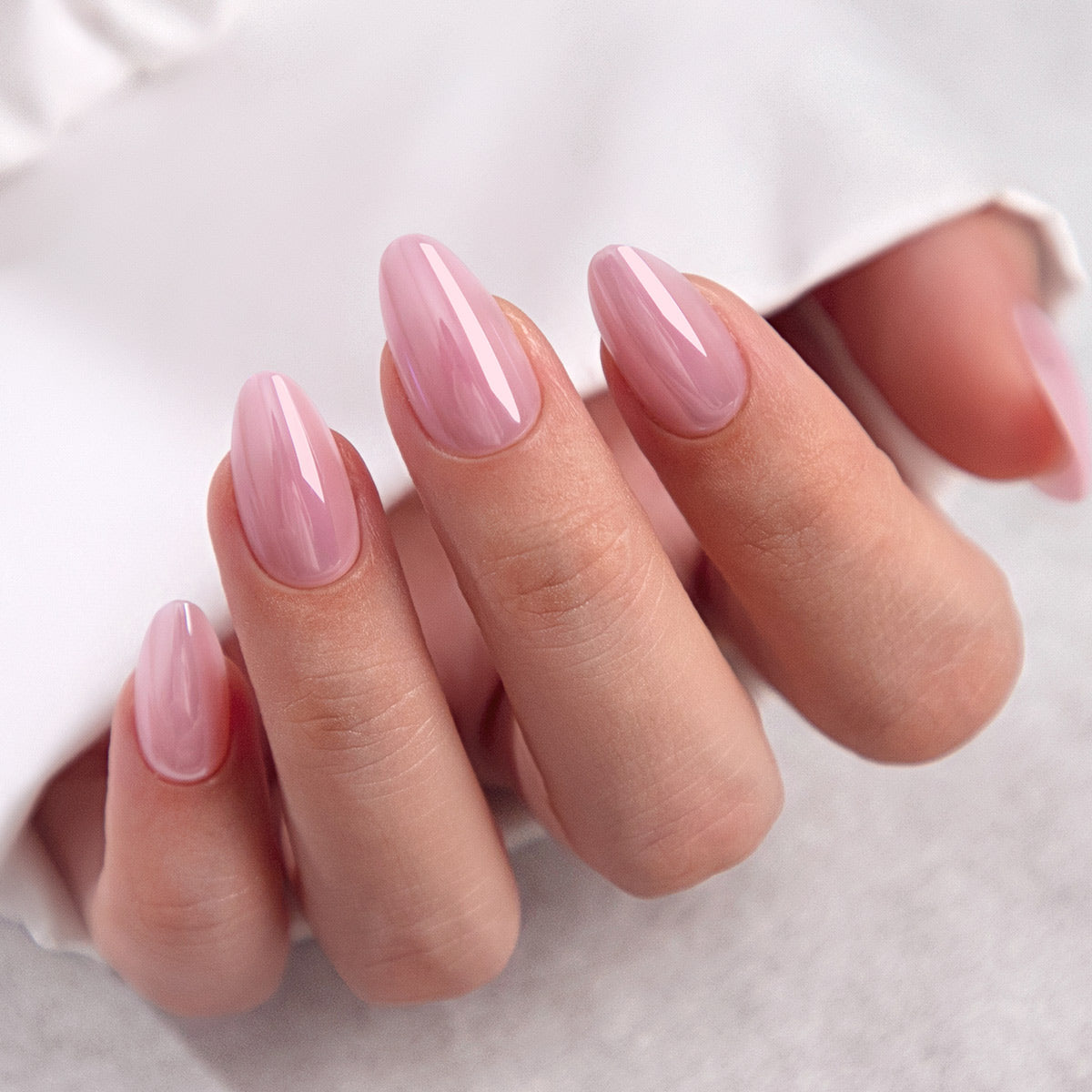 Glazed Chrome Aurora Light Pink Almond Press On Nails Short Fake Valentines Nails SHANGMENG nails Glazed Chrome Aurora Light Pink Almond Press On Nails Short Fake Valentines Nails SHANGMENG nails