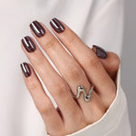 Molten Chocolate Chrome — Short Square relaxed hand pose with silver ring | SHANGMENG®