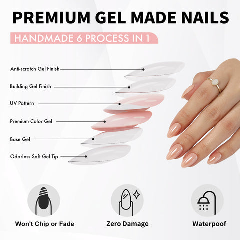 Ongles en amande nude Aurora chromé glacé