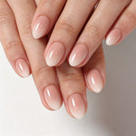 Rosewater Fade Pink Ombre — Extra Short Almond closeup detail | SHANGMENG®