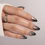 Onyx Silver Black Cat Eye Short Almond additional hand view | SHANGMENG