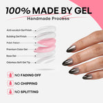 Onyx Silver Black Cat Eye Short Almond soft gel construction | SHANGMENG