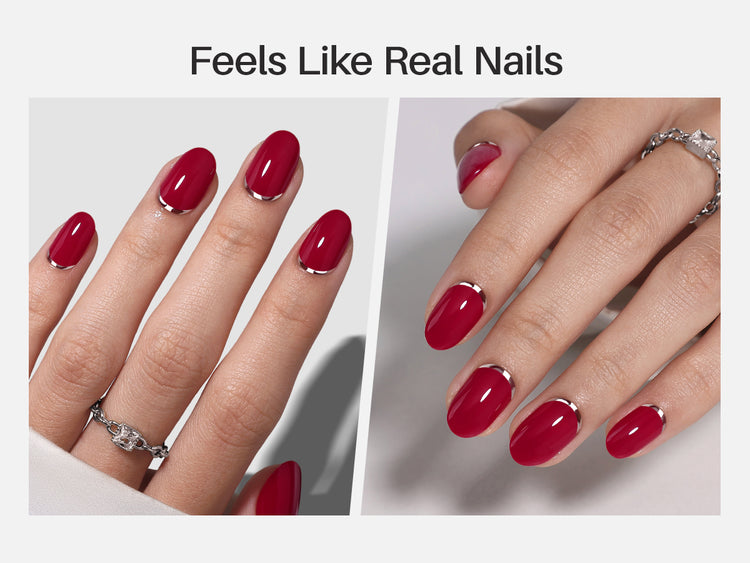 Cardinal Red with 3d Silver Curve Oval Nails detail image 4