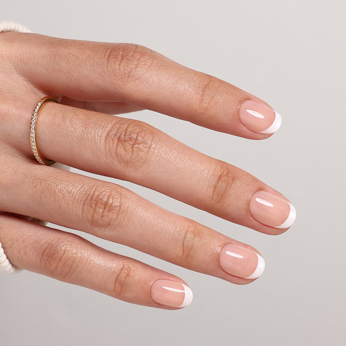 Paris Whisper French Tip — Extra Short Square closeup detail | SHANGMENG®