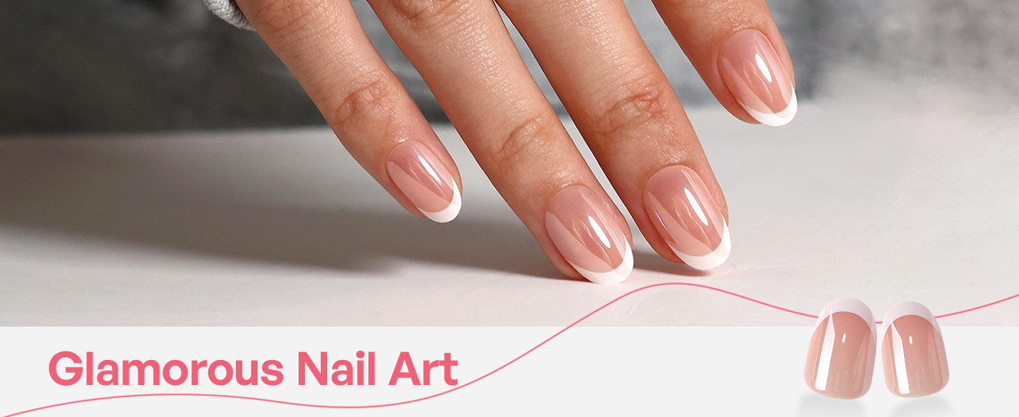 Faux Ongles Courts Ovales en Gel Souple Réutilisables Style Salon Pétale Lustre detail image 1