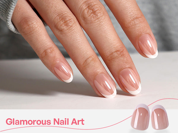 Faux Ongles Courts Ovales en Gel Souple Réutilisables Style Salon Pétale Lustre detail image 1