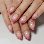 French Tip Dusty Rose Mauve Short Almond Press on Nails product image 2 | SHANGMENG®