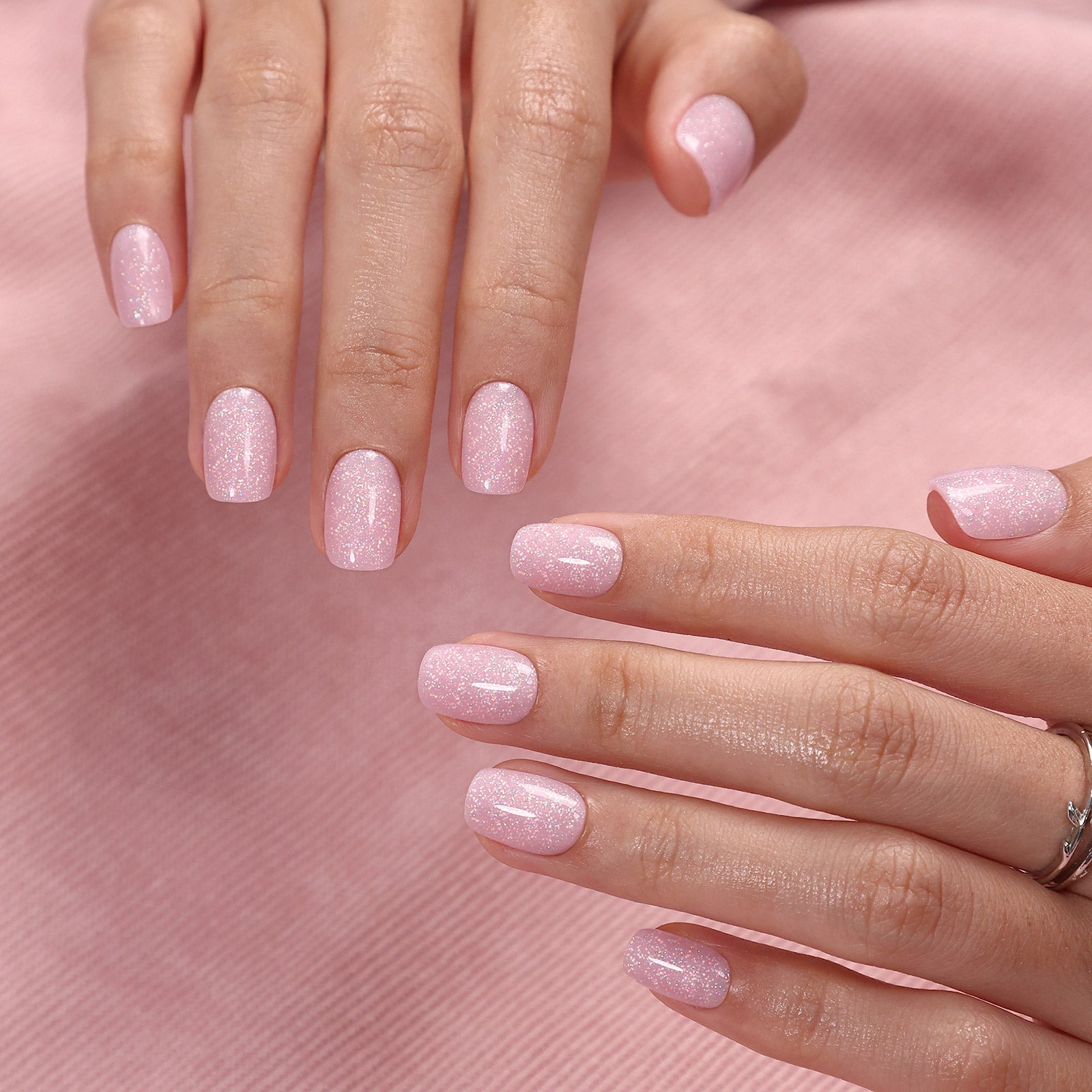 Pink Stardust グリッター ショートスクエア ネイルチップ – SHANGMENG