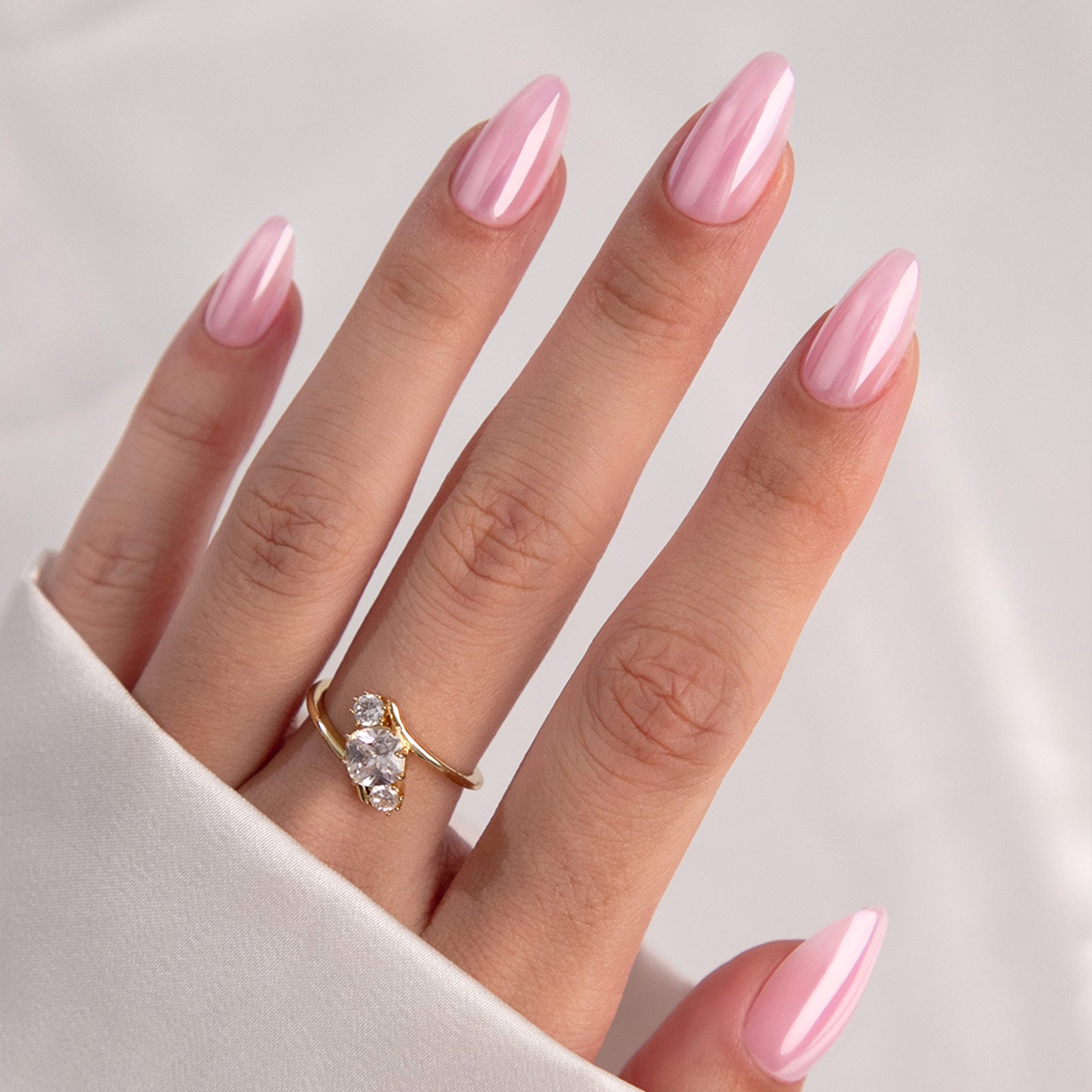 Glazed Chrome Aurora Light Pink Almond Press On Nails – Short Fake  Valentines Nails – SHANGMENG nails