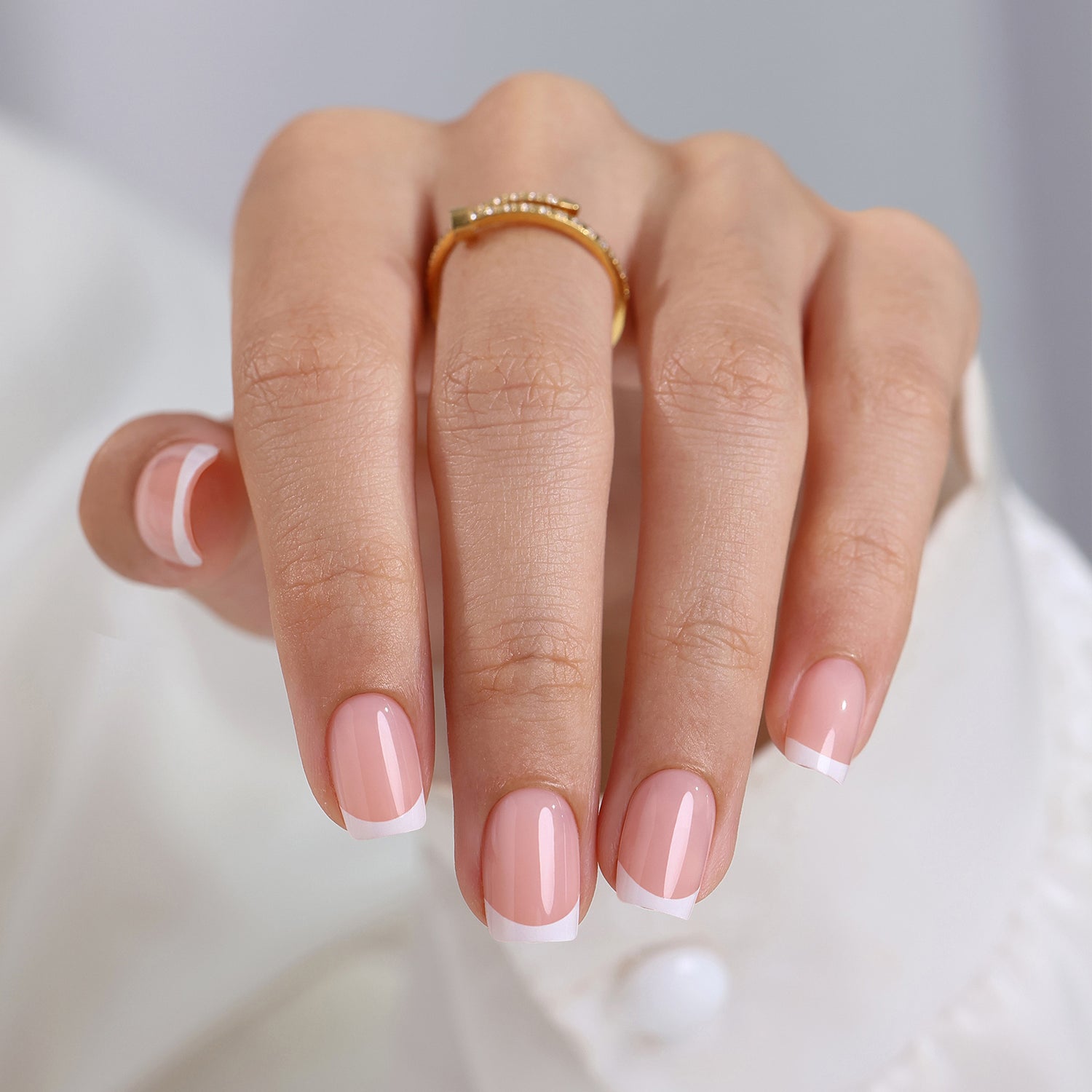 French White Tips Short Square Nails