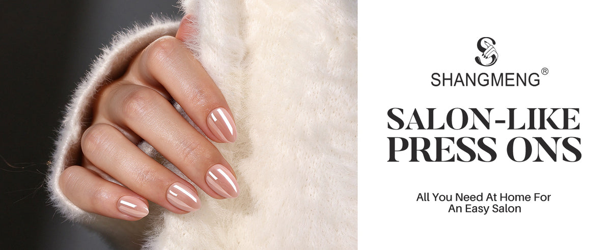 Pinkie Smile Pink Chrome Extra Short Almond on-hand product view 6 | SHANGMENG®