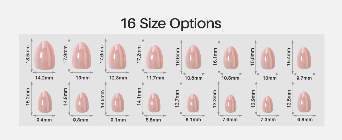 Pinkie Smile Pink Chrome — Extra Short Almond size and fit guide | SHANGMENG®