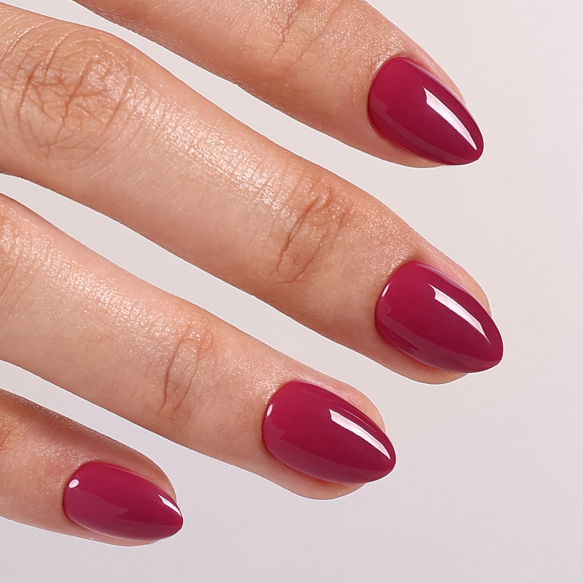 Plum Nocturne Burgundy — Extra Short Almond closeup detail | SHANGMENG®