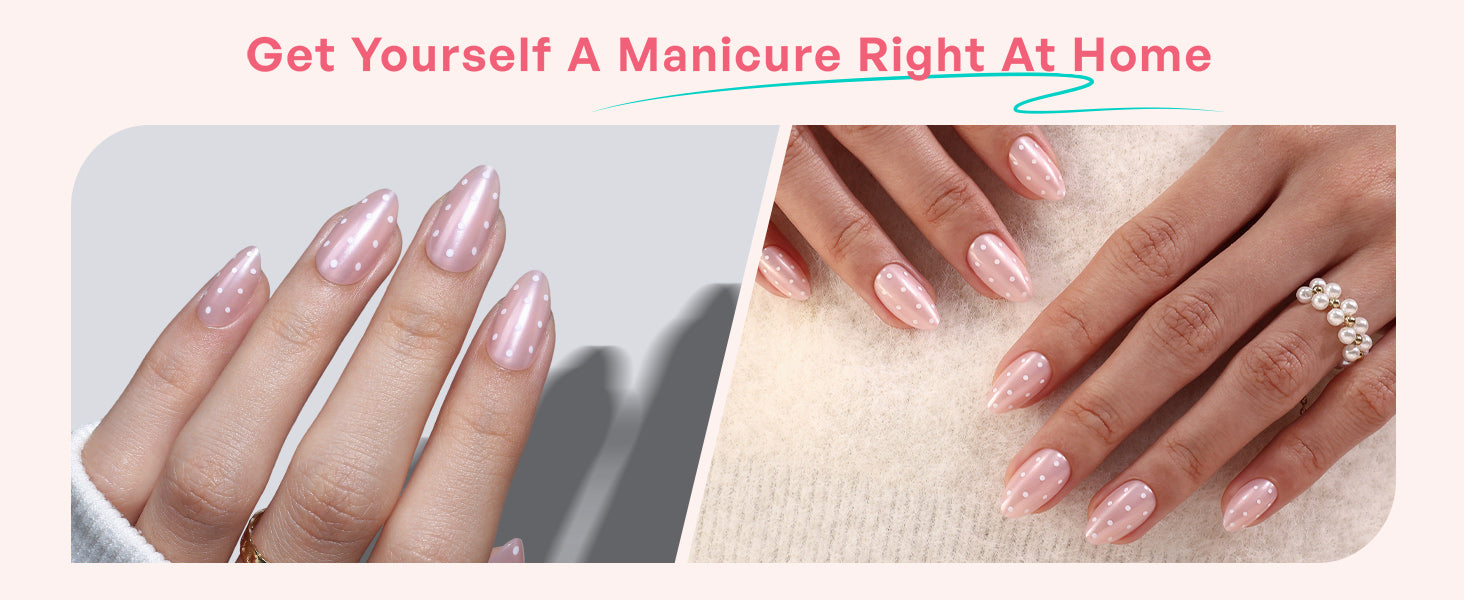 Pearly Pink Polka Dots Press On Nails detail image 3