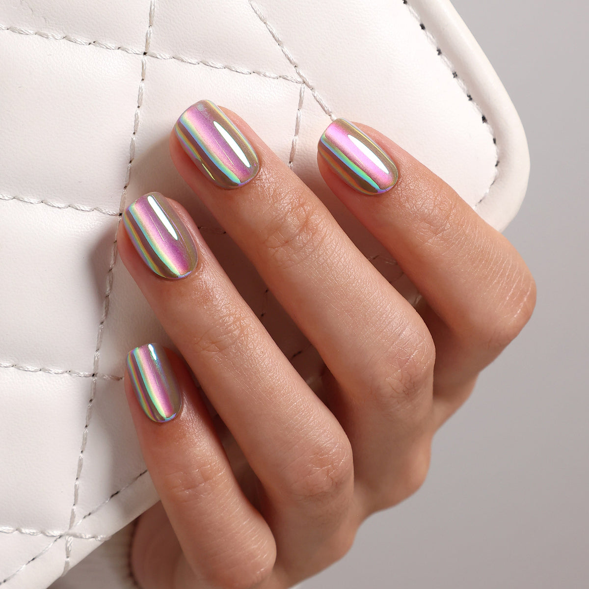 Aurora Rainbow Salon Style Reusable Soft Gel Press on Nails product image 1 | SHANGMENG®