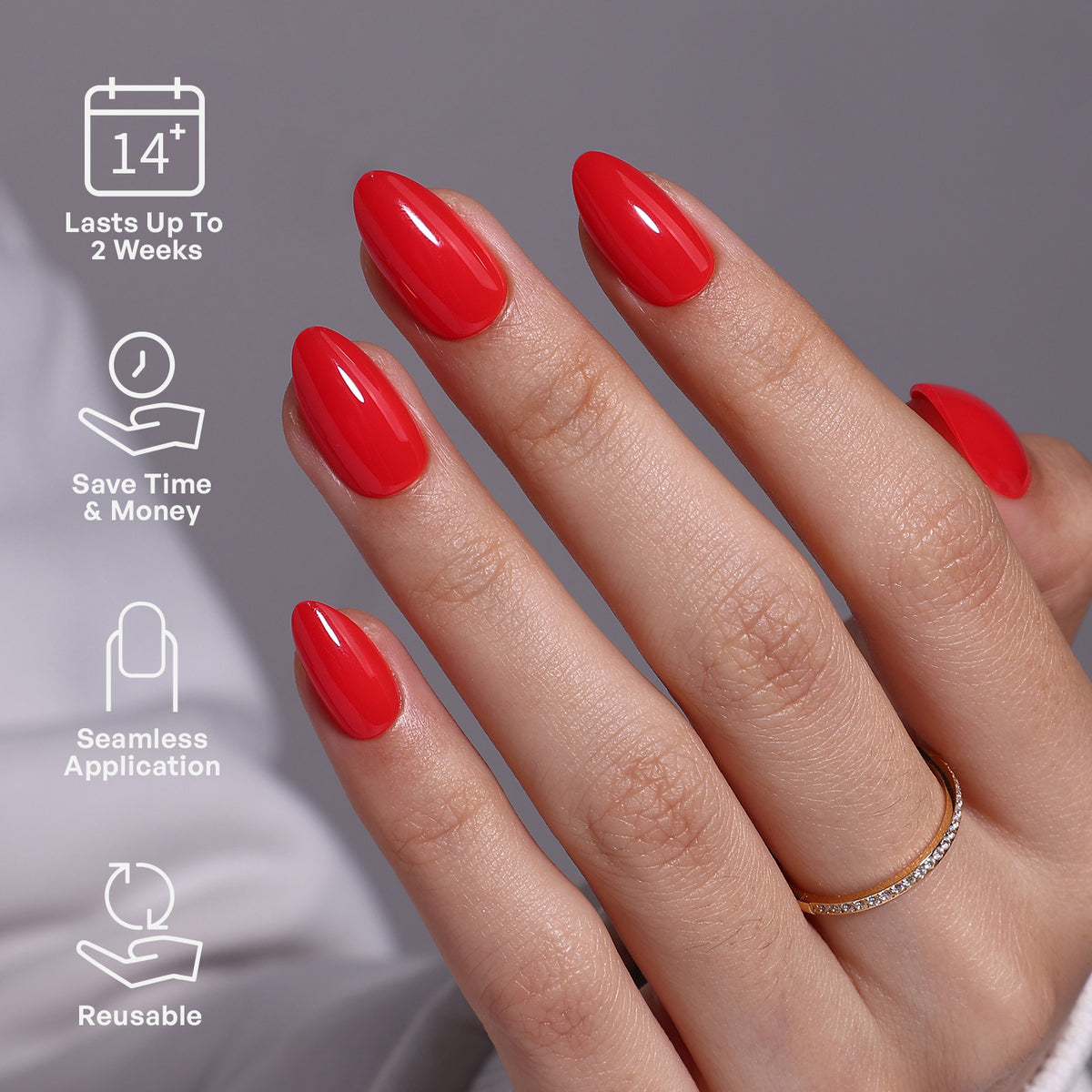 Classic Red Salon Style Reusable Soft Gel Press on Nails product image 2 | SHANGMENG®