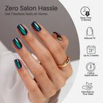 Chrome Purple Green Short Square Soft Gel Press on Nails product image 1 |  SHANGMENG®