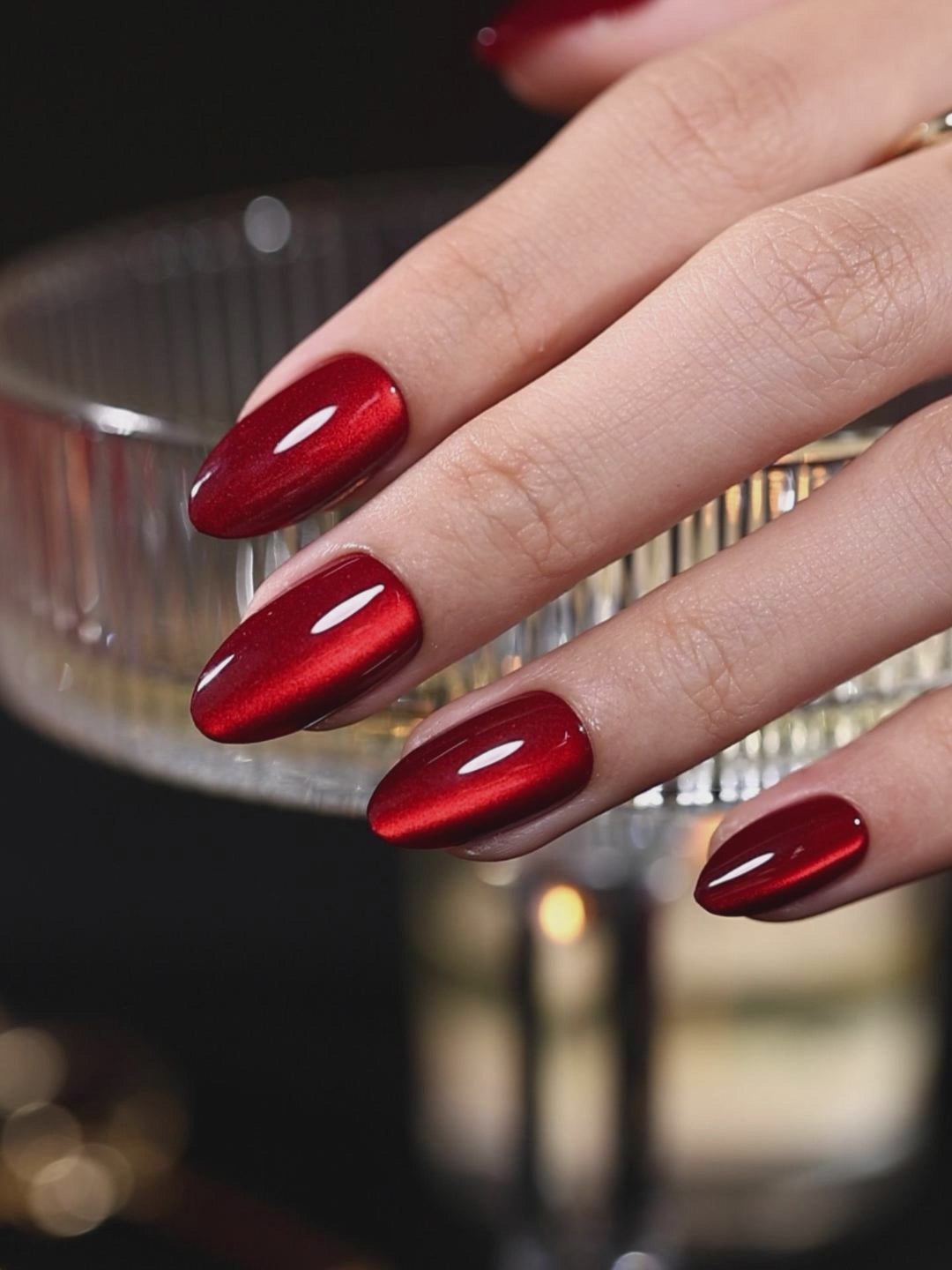 Ruby Love Cat Eye Wine Red Party Nails UV cure 6-layer soft gel process | SHANGMENG®