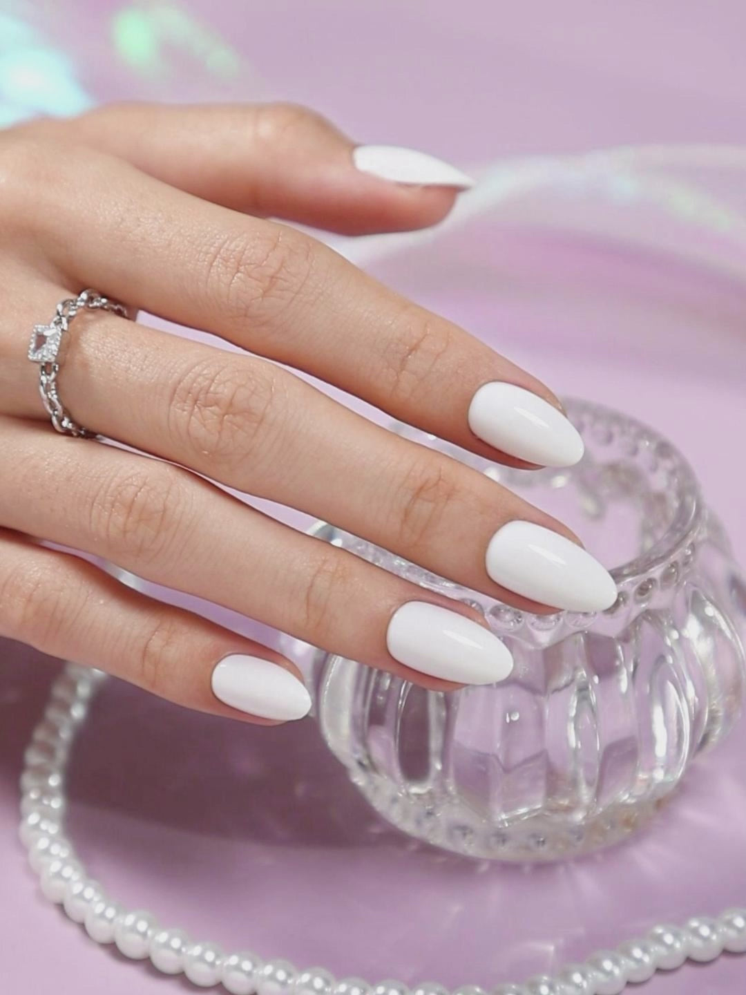 Matte Angel White Almond Press-ons product image 9 | SHANGMENG®