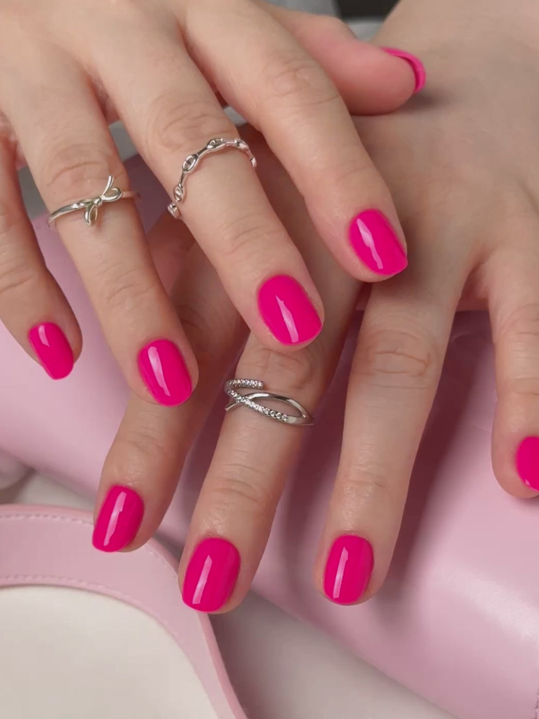 Hot Pink Extra Short Squoval Soft Gel Press-On Nails product video | XNPH2373(SH-4)