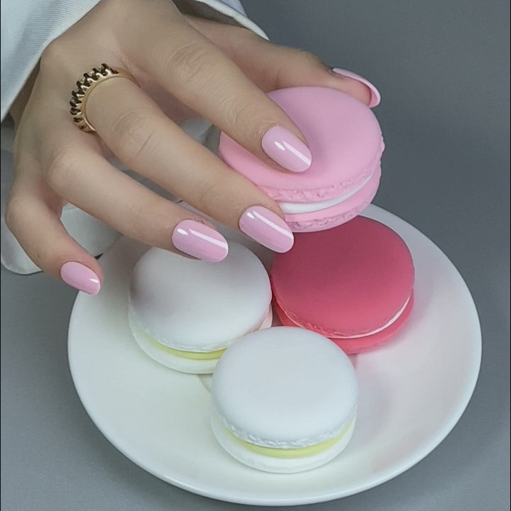 Glazed Cherry Blossom Pink Short Oval Nails press on nails styling | SHANGMENG®