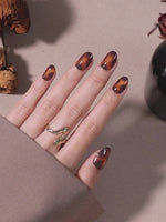 Tortoise Shell Brown Oval Nails Press on product video | XNPH1950(MH-4)