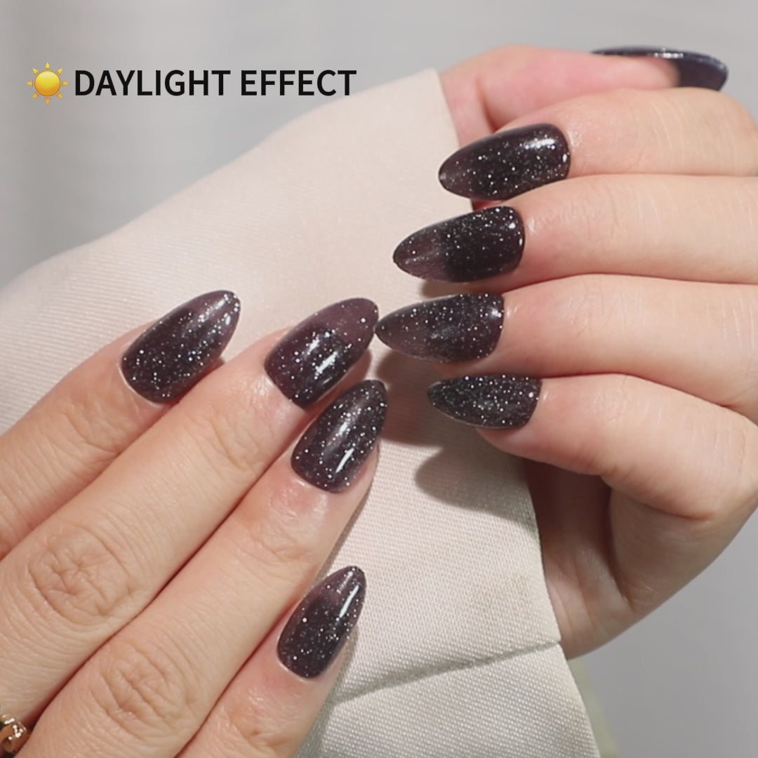 Glitter Black Starry Sky Press on Nails salon quality value comparison | SHANGMENG®