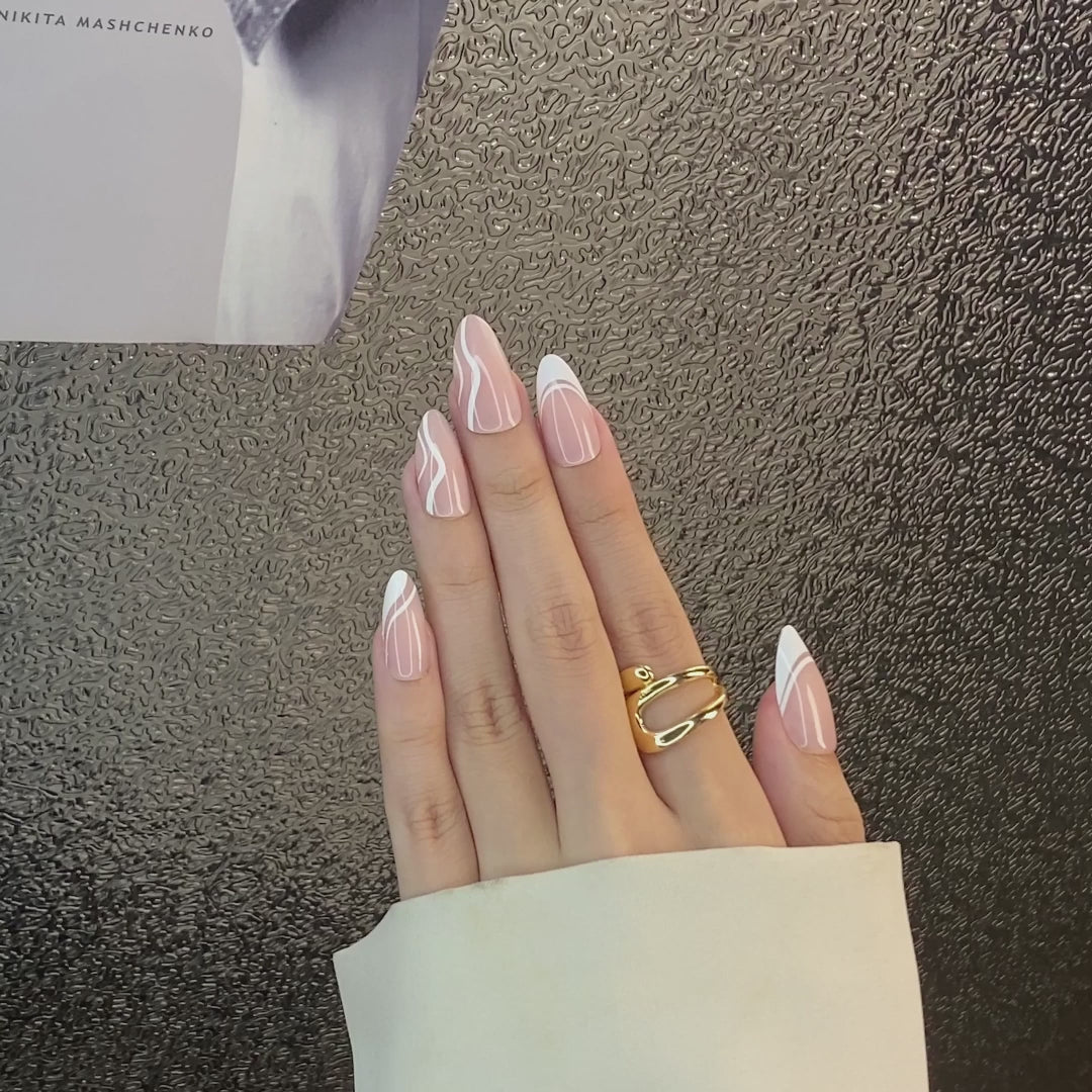 French White Creek Alomond Press-on Nails UV cure 6-layer soft gel process | SHANGMENG®