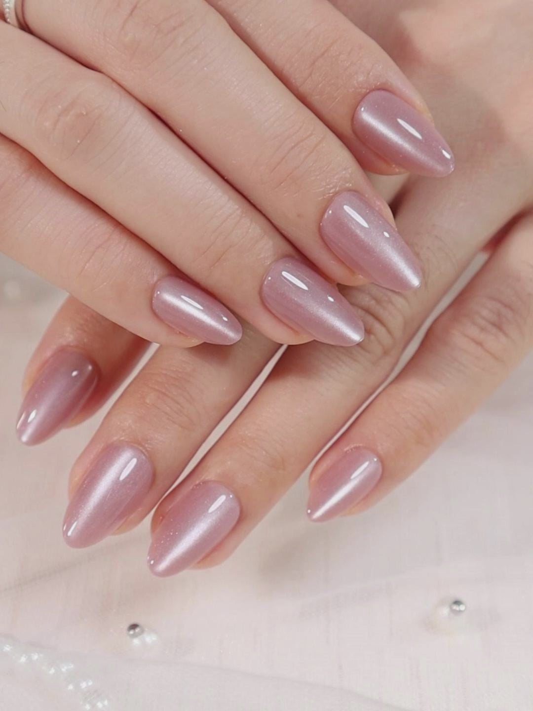 Cat Eye Glitter Pink Press on Nails Kit UV cure 6-layer soft gel process | SHANGMENG®