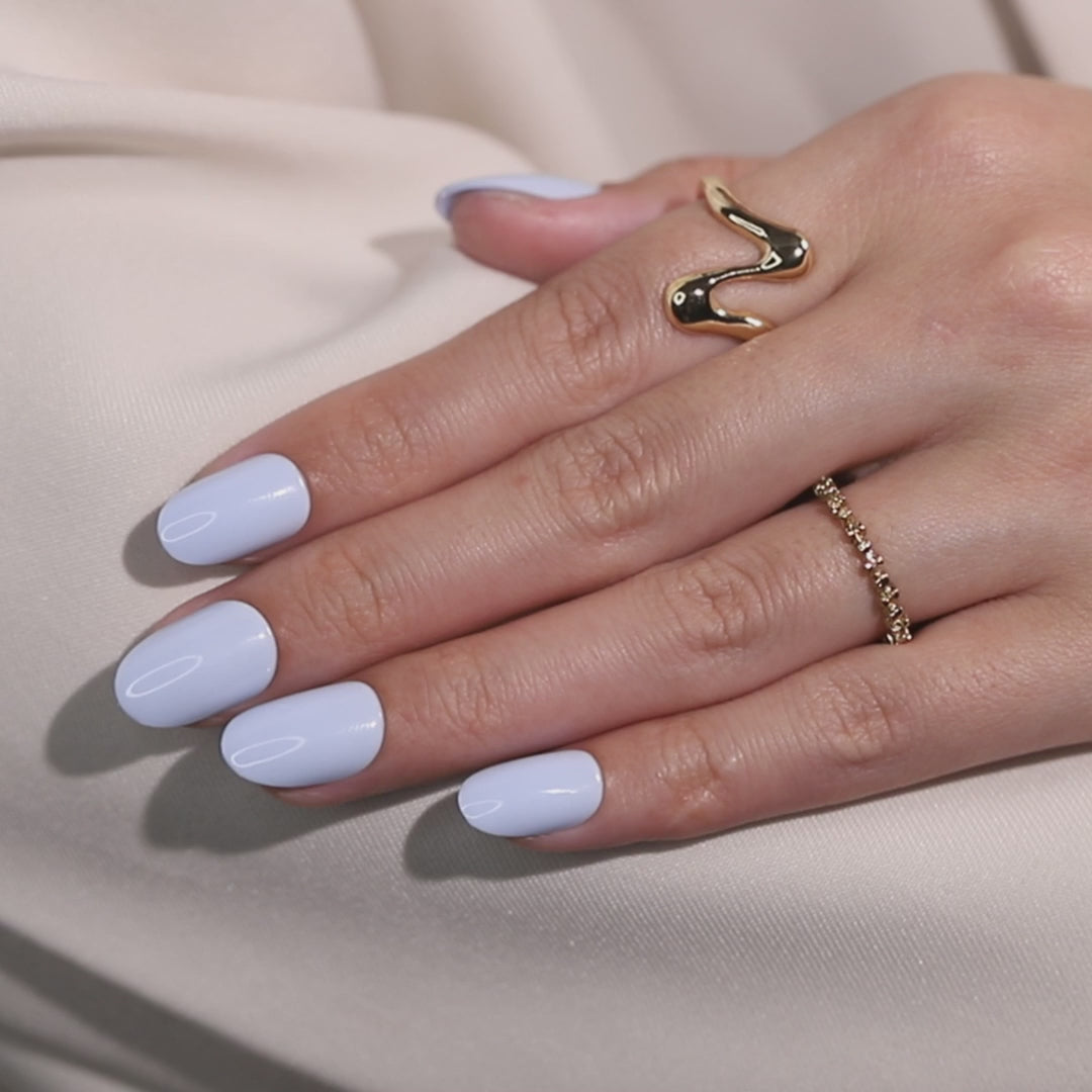 Baby Blue Short Oval Press-on Nails press on nails styling | SHANGMENG®