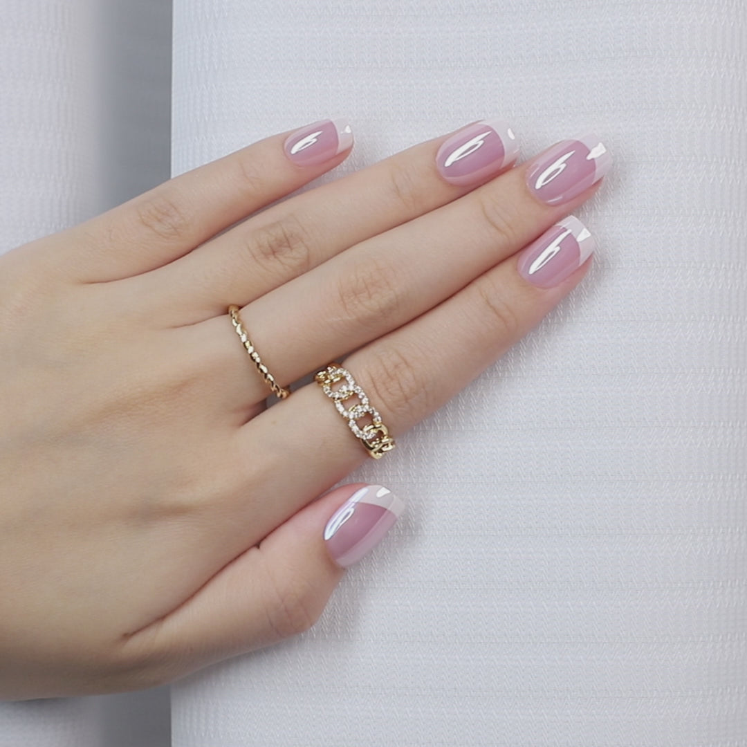 French Aurora White Short Square Nails product image 12 | SHANGMENG®