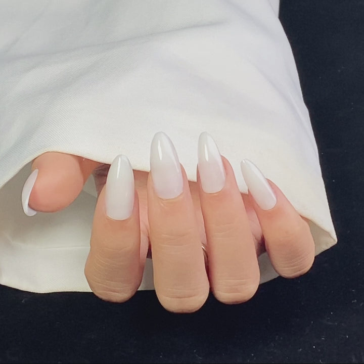 Milky White Almond Soft Gel Nails UV cure 6-layer soft gel process | SHANGMENG®