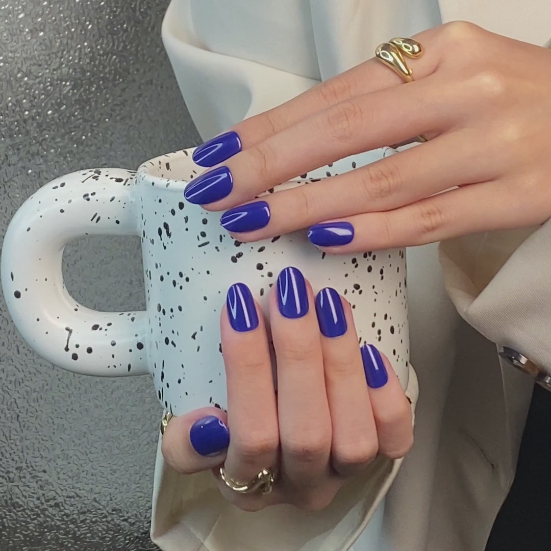 Navy Blue Short Oval Soft Gel Nails product image 9 | SHANGMENG®