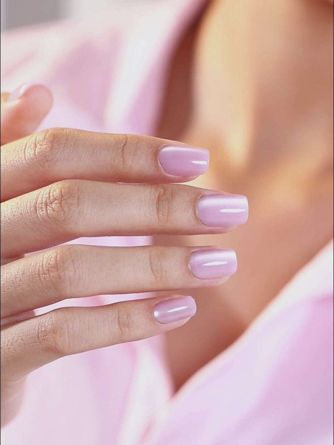 Cat Eye Light Pink Press on Nails Kit UV cure 6-layer soft gel process | SHANGMENG®